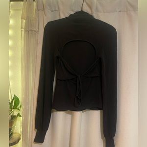 Project Social Tee Mock Neck Tie Back Top Medium